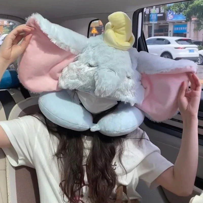 

Плюшевая подушка Disney Dumbo, слон, U-образная подушка для шеи с капюшоном, мягкая аниме, подушка для сна для путешествий, офисная подушка со шляпой, подарок для девочки