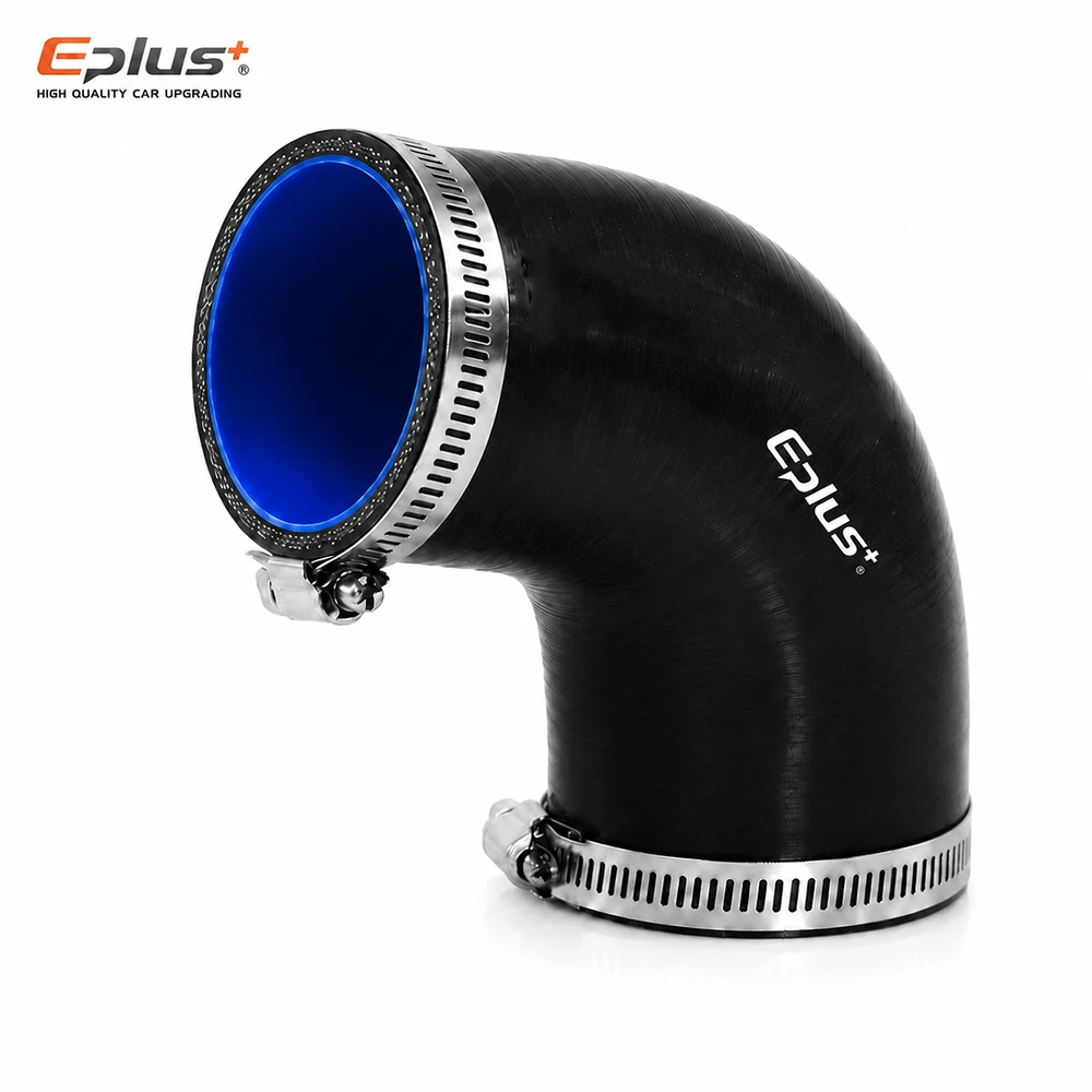 Black Universal Silicone Tubing Hose 90 Degrees Pipe Coupler Car Intake Turbo Intercooler Silica Gel Hose Connector with Clamps
