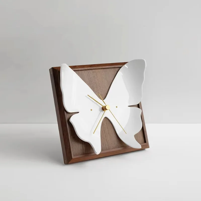 Cute Butterfly Standing Silent Table Clock Nordic Minimalist Design Modern Home Decor Desk Clock