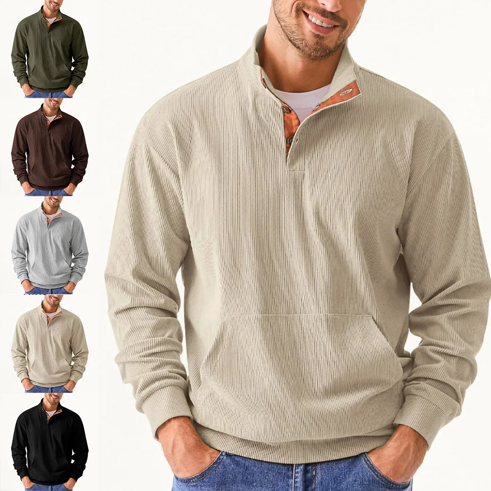 

Fashion Casual Long Sleeve Sweatshirts Contrast Patchwork Sweatshirts Brand New Pocket Pullover Polyester Fabric