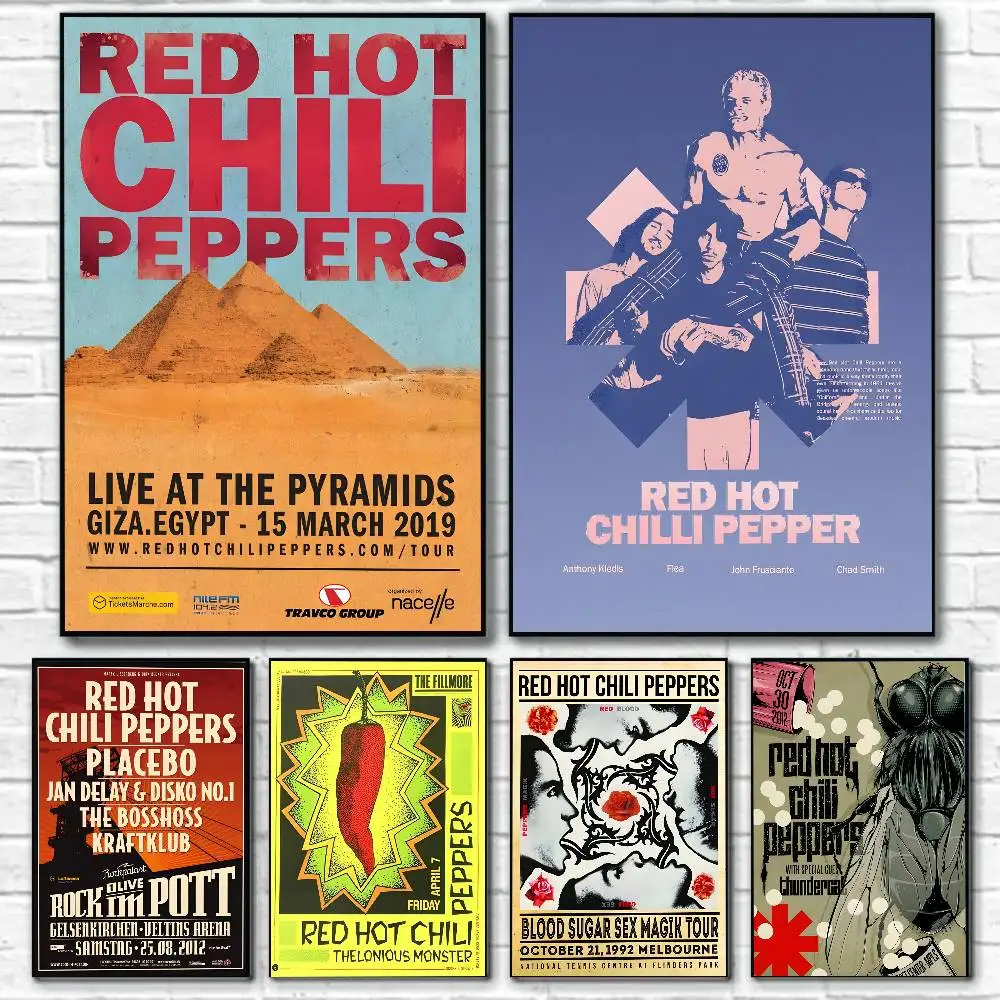 Pop r-vermelho quente chili peppers banda cartaz pintura em tela cartaz com impressões casa quarto sala de estar decoração presente