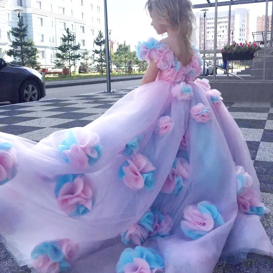 FATAPAESE-Disfraz de unicornio personalizado, vestido de flores para niña, traje de princesa para fiesta de boda, ropa de cumpleaños para niños pequeños de arcoíris