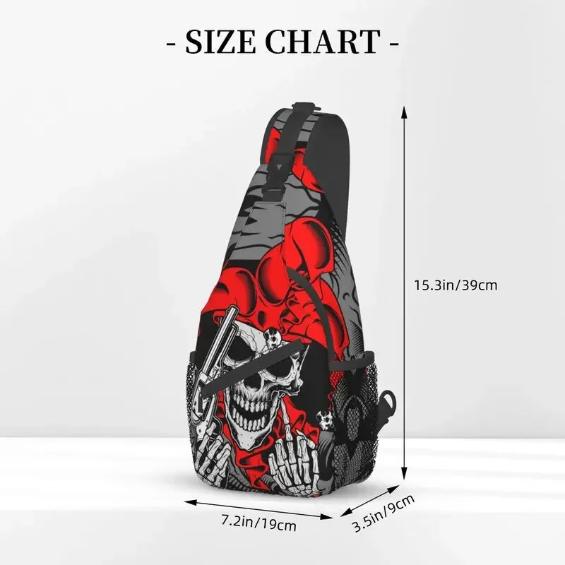 Fashion Funny joker Skull Gun Sling Crossbody zaino uomo Gothic Skeleton Shoulder Chest Bags for Travel Cycling