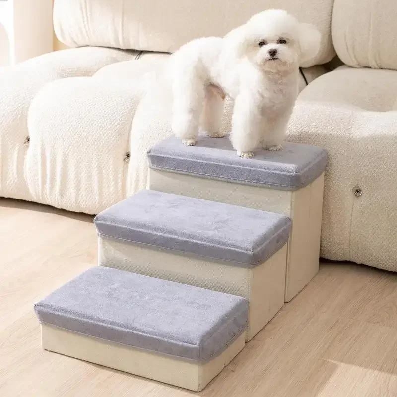 3 Steps Stairs Pet Dog Stairs Anti Slip Ladder Removable Indoor Ramp Puppy Stairs Steps For Dogs To Get On Bed Couch Small Dogs