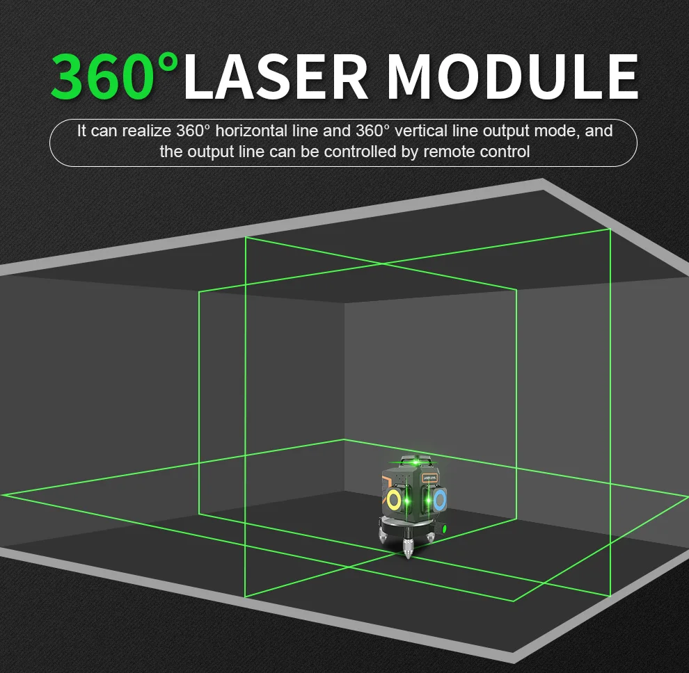 Ponbos Portable Mini Auto Self-leveling Nivel Laser Level 360 High Precision Lazer Level 12 Lines 3D Green Laser Measuring Tool