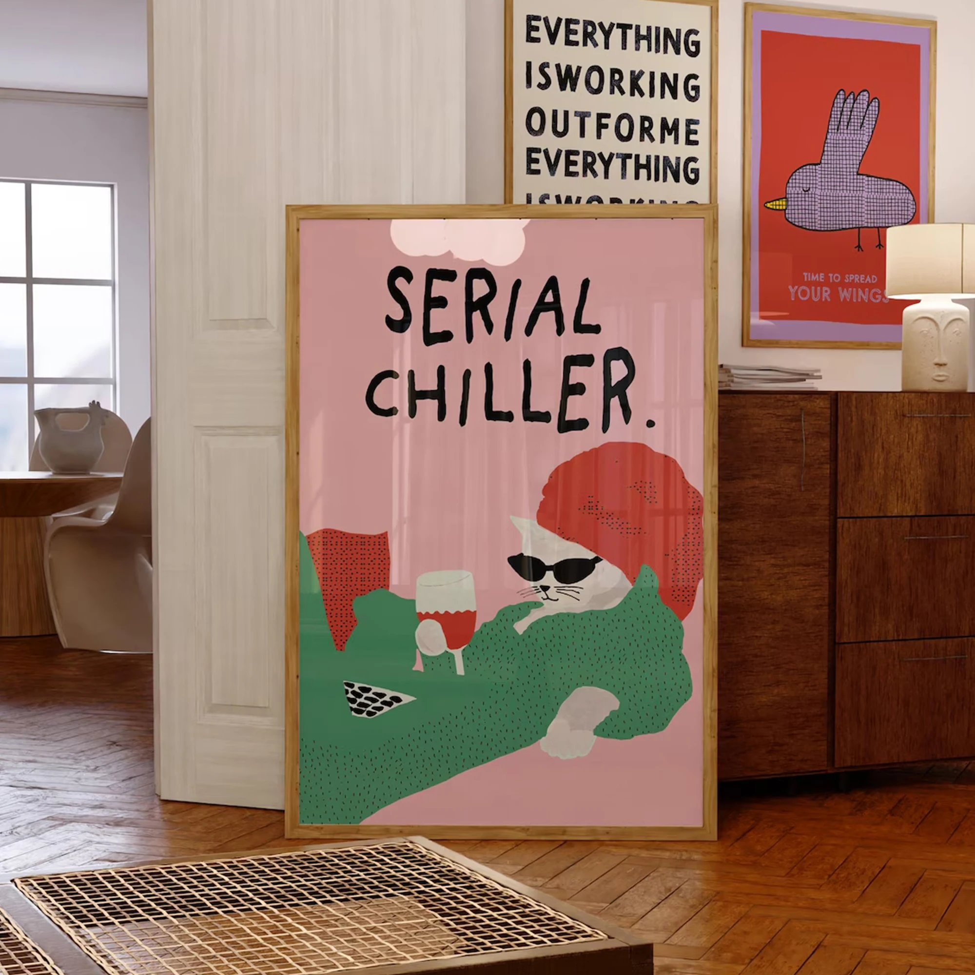 Modern,retro Funny Cat Serial Chiller Quote Wall Art Print Canvas Painting Poster Picture For Bedroom,Living Room Home Decor