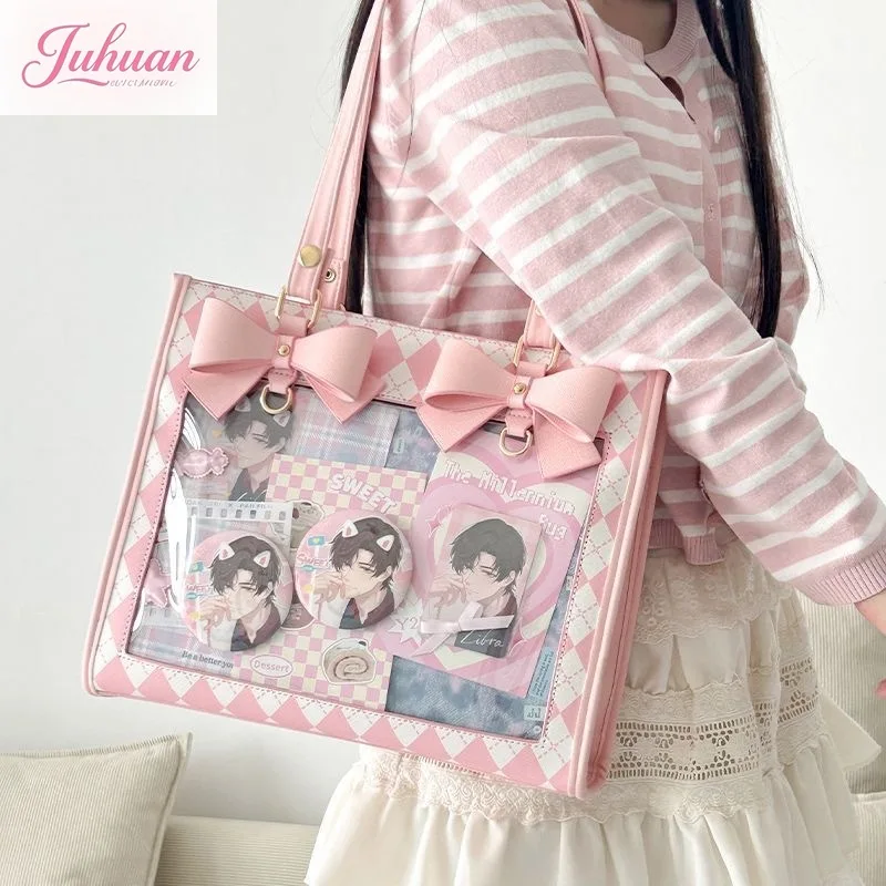 Tas Belah Ketupat Kurir Serbaguna Harian Jepang Tas Lta Rasa Sakit Transparan Lencana Bar Dua Dimensi Wanita Tas Busur Lolita Anak Perempuan