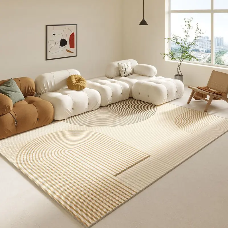 Cream Wabi-Sabi Striped Rug—Non-Slip, Machine-Washable Living Room Rug and Bedroom Runner for Home Decor