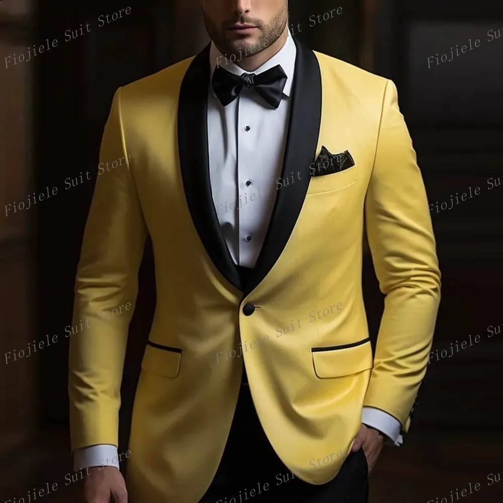 

New Satins Men Formal Occasion Prom Party Perform Tuxedos Groom Groomsman Wedding Male Suit 2 Piece Set Blazer Pants A7