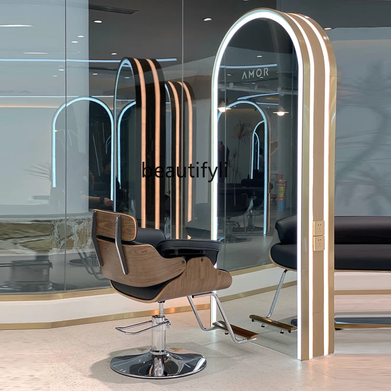 Barber Shop Single-Sided Wall Simple and Light Luxury Stainless Steel Hair Saloon Dedicated Double-Sided Hair Cutting Mirror