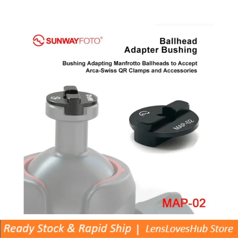 

SUNWAYFOTO MAP-01T Ballhead Adapter Bushing for Manfrotto / Gitzo Tripod Heads for Clamp Replacement Compitable with ARCA
