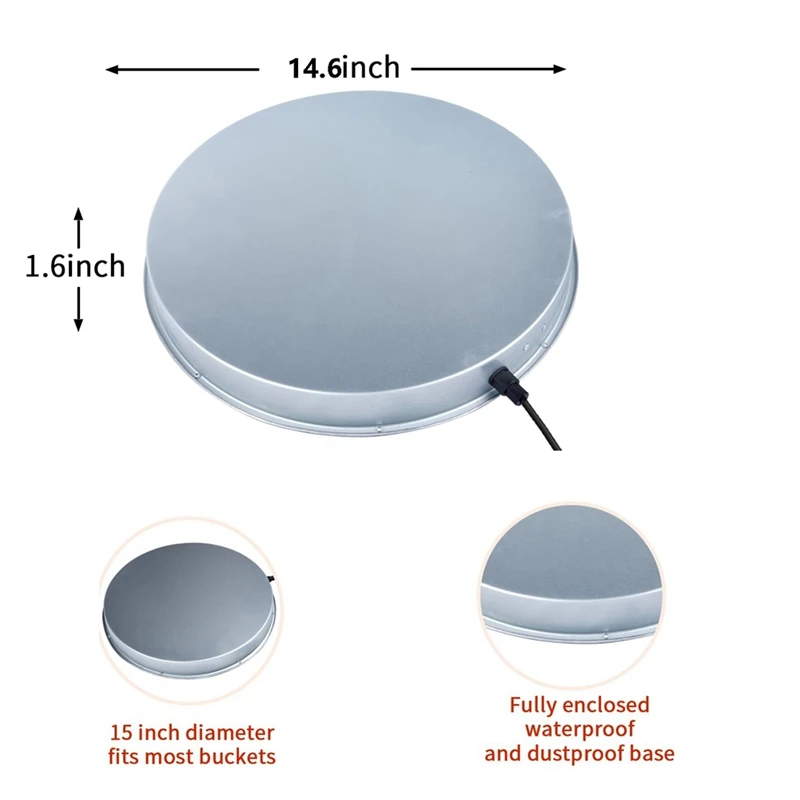 Base de água para aves aquecedor de frango com cabo de alimentação de 6,4 pés e termostato plugue americano 37X37x4cm