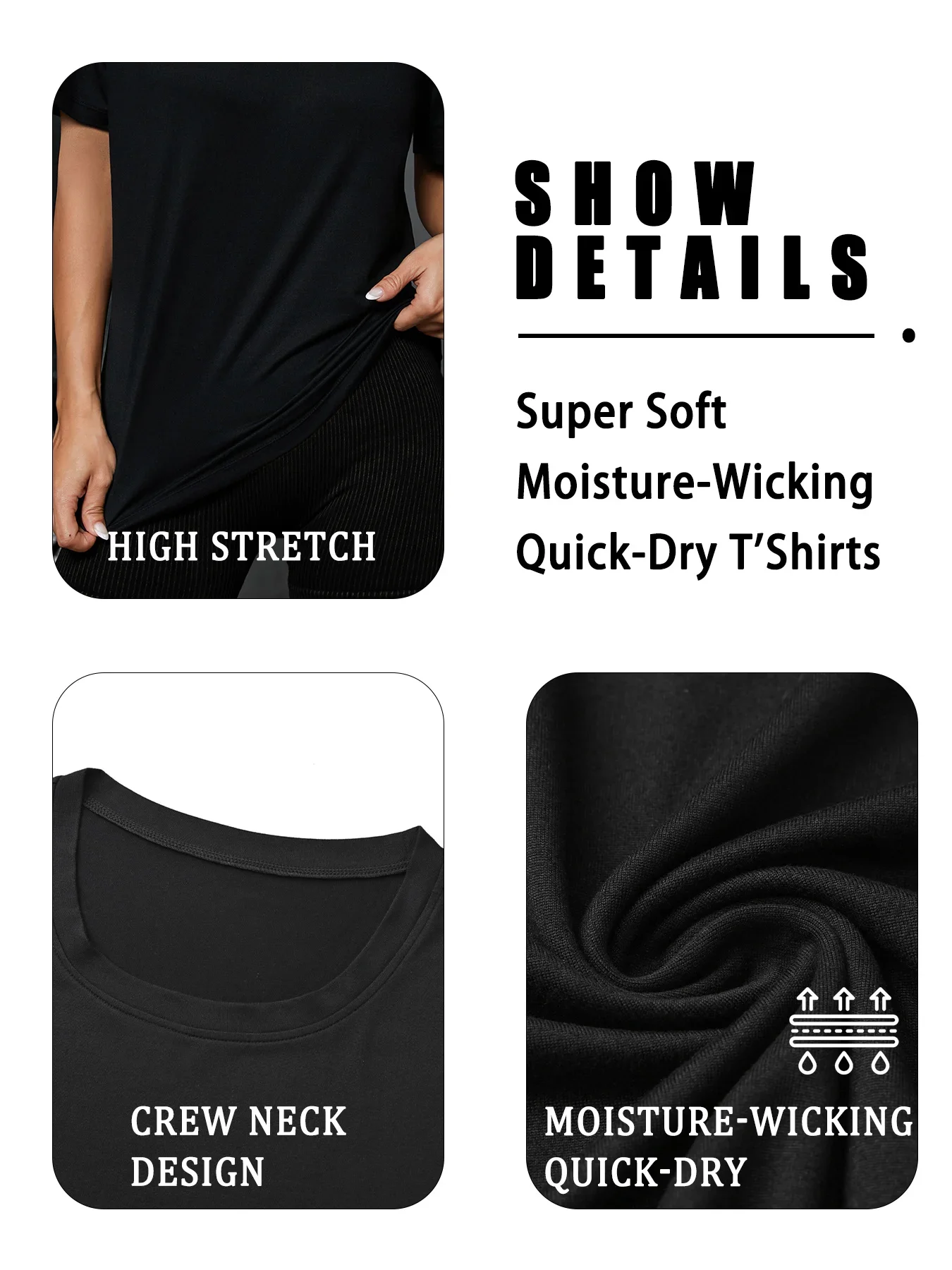 เสื้อยืดคอกลมนุ่มพิเศษสําหรับผู้หญิงแขนสั้นสําหรับกีฬาออกกําลังกายโยคะวิ่งออกกําลังกายและกิจกรรมกลางแจ้ง