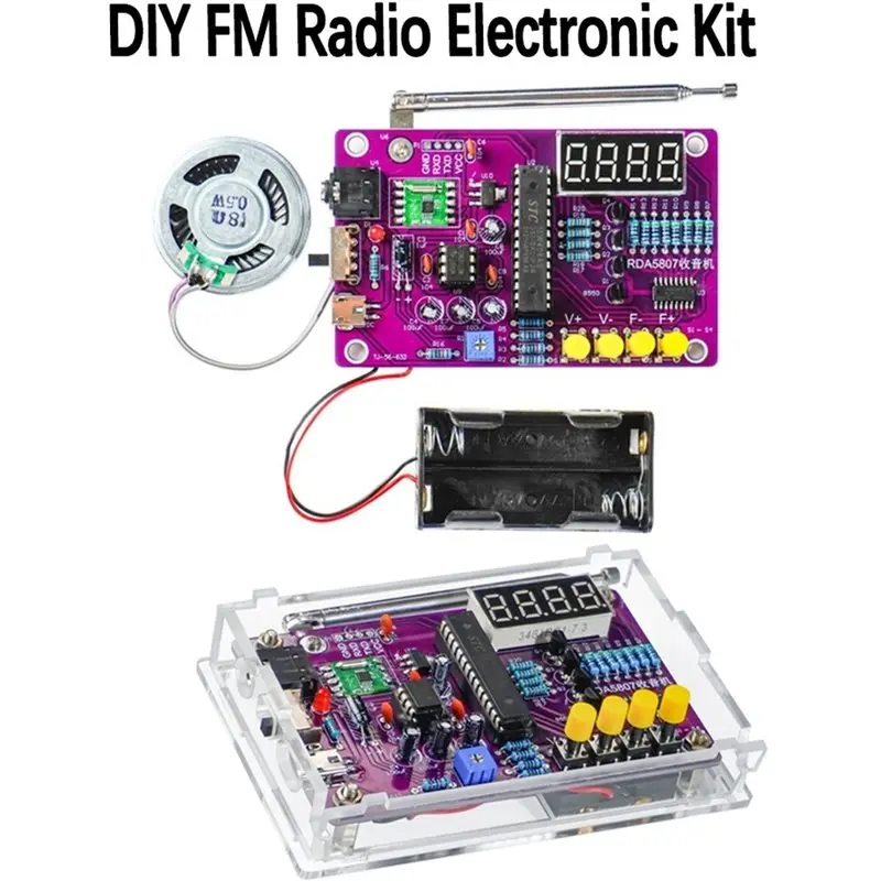 B63B-RDA5807S Compatible DIY FM Radio Electronic Kit 87-108Mhz Adjustable Frequency Digital Display Soldering Practice Project