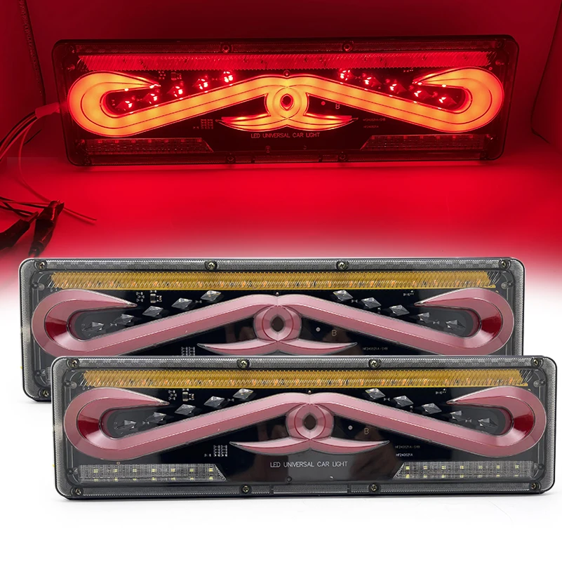 1Pair 46cm Dynamic LED Truck Tail Light Turn Signal Rear Brake Lights Reverse Signal Lamp for Trailer Truck Car Taillights ﻿.