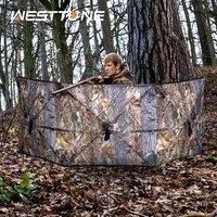 WESTTUNE Pop Up Ground Blinds Quick Setup Durable Three-Panel Hunting Blind Low-Noise Grass Camo Hunting Camouflage Accessory