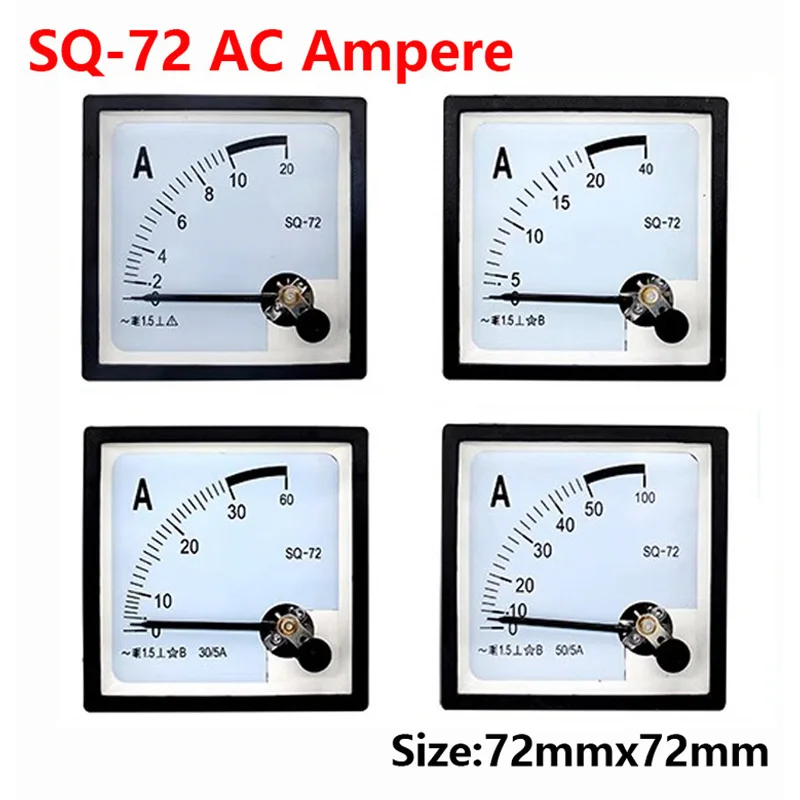 1PCS SJ-72 CP-72 SQ-72 CZ-72 AC 1A 5A 10A 20A 30A 40A 50A Accuracy Analog Panel Meter Ammeter Amperemeter