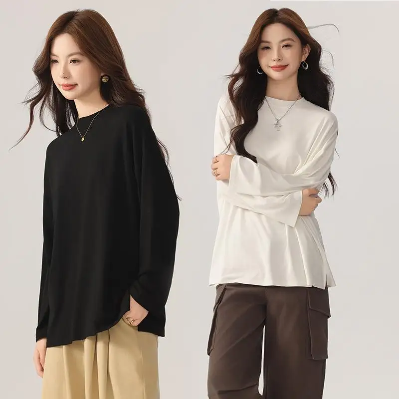 

Women's Long Sve Cotton T-irt round Ne Top Comfortable Breathable Eco-Friendly Fabric Easy Care Long T-irt for Ladies