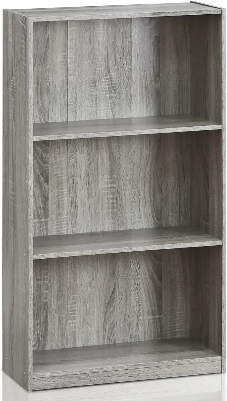 

Basic 3-Tier Bookcase Storage Shelves, French Oak Grey