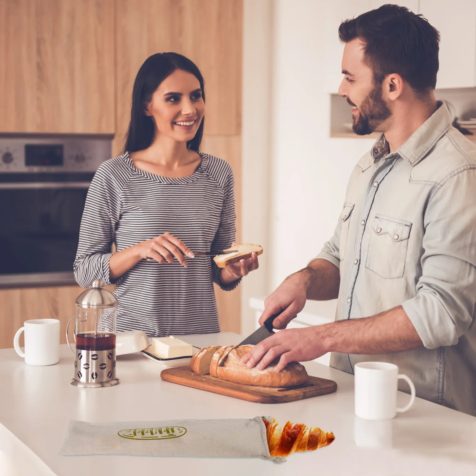 

1pc Organic Cotton Bread Bag Unbleached Reusable Linen Drawstring Pouch For Food Storage Loaf Grocery Bag Dustproof Storage