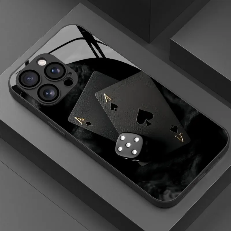 Dark Creative Black Poker And Dice Pattern phone case for  iPhone 18 17promax/16/15/14/13/12ProMax/11/11Pro Anti-drop protection