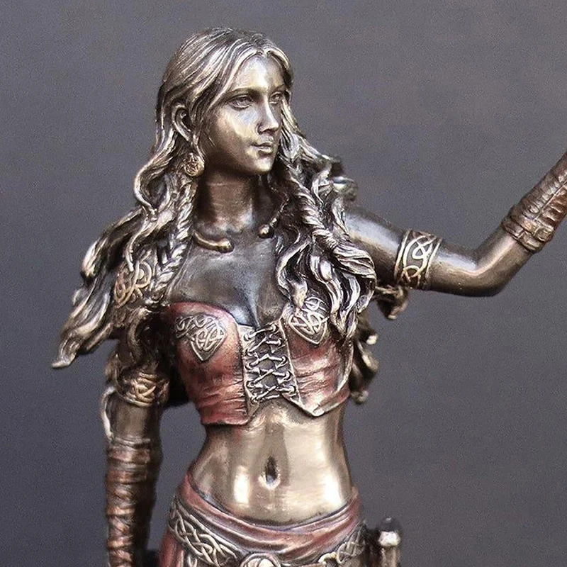 High Quality Resin Statues Morrigan The Celtic Goddess Of Battle With Crow & Sword Bronze Finish Statue For Home Decoration