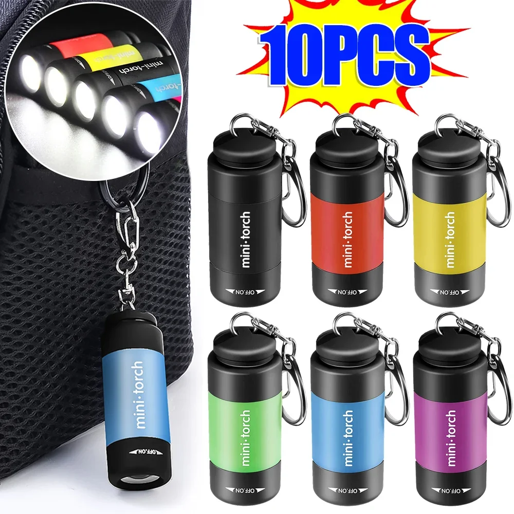 USB Rechargeable LED Multifunctional Strong light Pocket Keychain Flashlight Waterproof Outdoor Hiking Camping Mini Flashlight