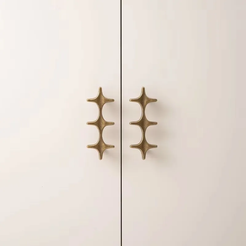 Nordic Vintage Bronze Solid Brass Cabinet Knobs Cupboard T Bar Handles for Furniture / Cross Shaped Door Handle Cabinet Pulls