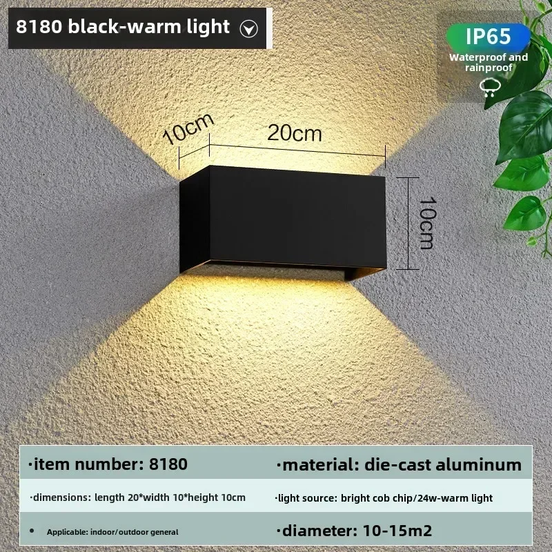 

Aluminum LED Wall Lamp Outdoor Waterproof IP65 Interior Wall Light 12W24W Porch Garden Lights Living Room Street Stairs Lighting