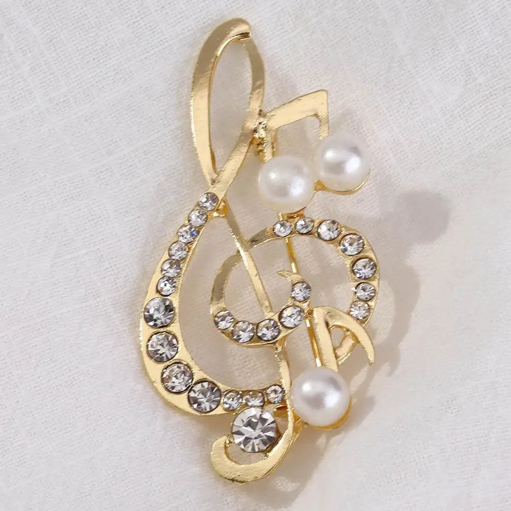 مجوهرات الزفاف وشاح كليب هدية لفتاة فستان اكسسوارات كريستال حجر الراين اللؤلؤ الموسيقية ملاحظة بروش دبابيس وشاح مشبك