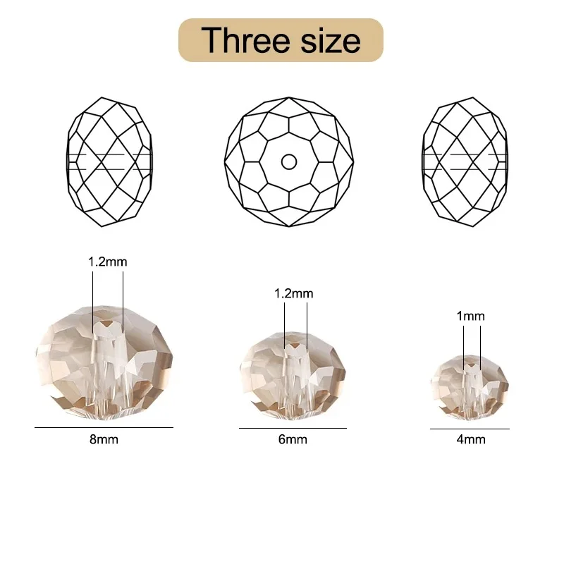 4 6 8 10mm Clear Rondelle Crystal Beads Faceted Glass Beads Bulk Wholesale Loose Spacer Bead for Jewelry Making DIY Bracelet