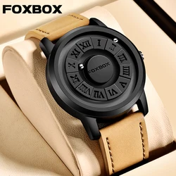 LIGE Fashion Design Watch Personality Creative Magnetic Rolling Beads Quartz Watch for Men Leather Waterproof Casual Sport Clock