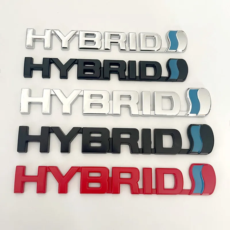 3D Metal HYBRID Logo Side Fender Rear Trunk Emblem Badge Car Sticker Decals For Toyota Prius Camry Crown Auris Rav4s TRD