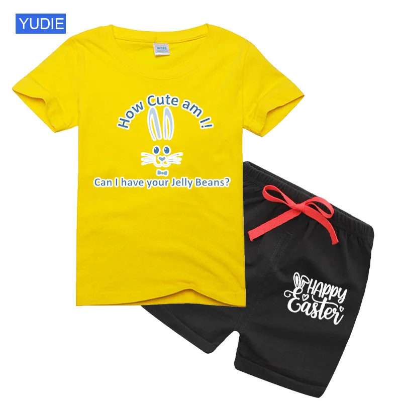 

Новое поступление, футболки для детей, милая Забавная детская футболка с рисунком пасхальных яиц в виде кролика и животных, одежда для девочек, комплекты из топа и брюк для мальчиков