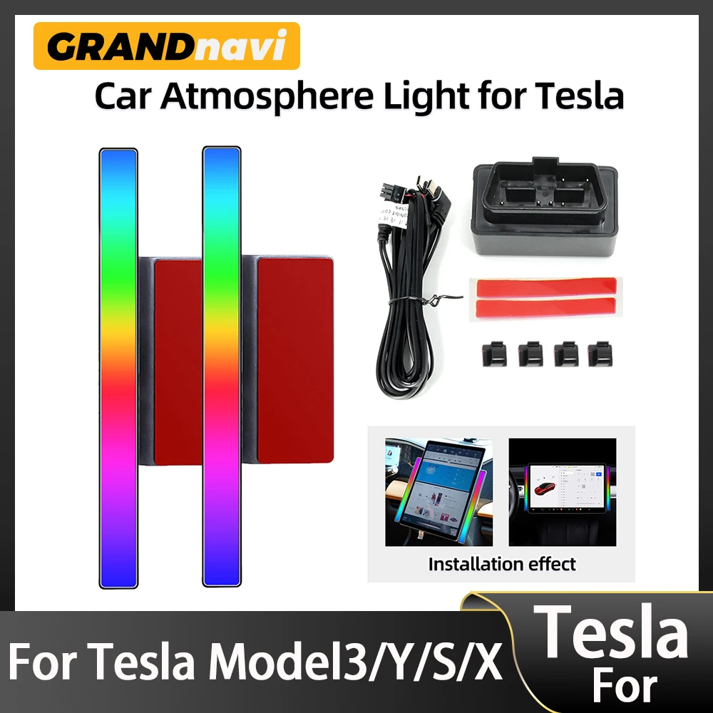 

For Tesla Model 3 Y X S Car Center Control Magnetic Ambient Light Brightness Adjustment Custom Mode Ambient Colour Change Light