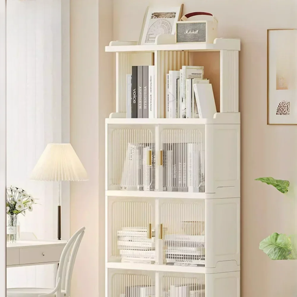 

y Transparent Bookcase Floor Storage Cabinet Multi-Function Book Cabinet Living Room Bedroom Dust Prevention Wall Storage Shelf