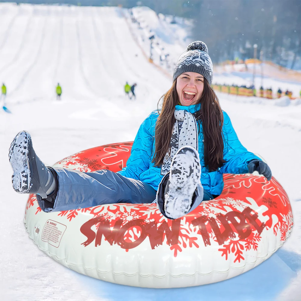 قطعة واحدة من أنبوب الثلج القابل للنفخ للبالغين، زلاجات سميكة شديدة التحمل مع مقابض، معدات رياضية شتوية خارجية للأنشطة العائلية