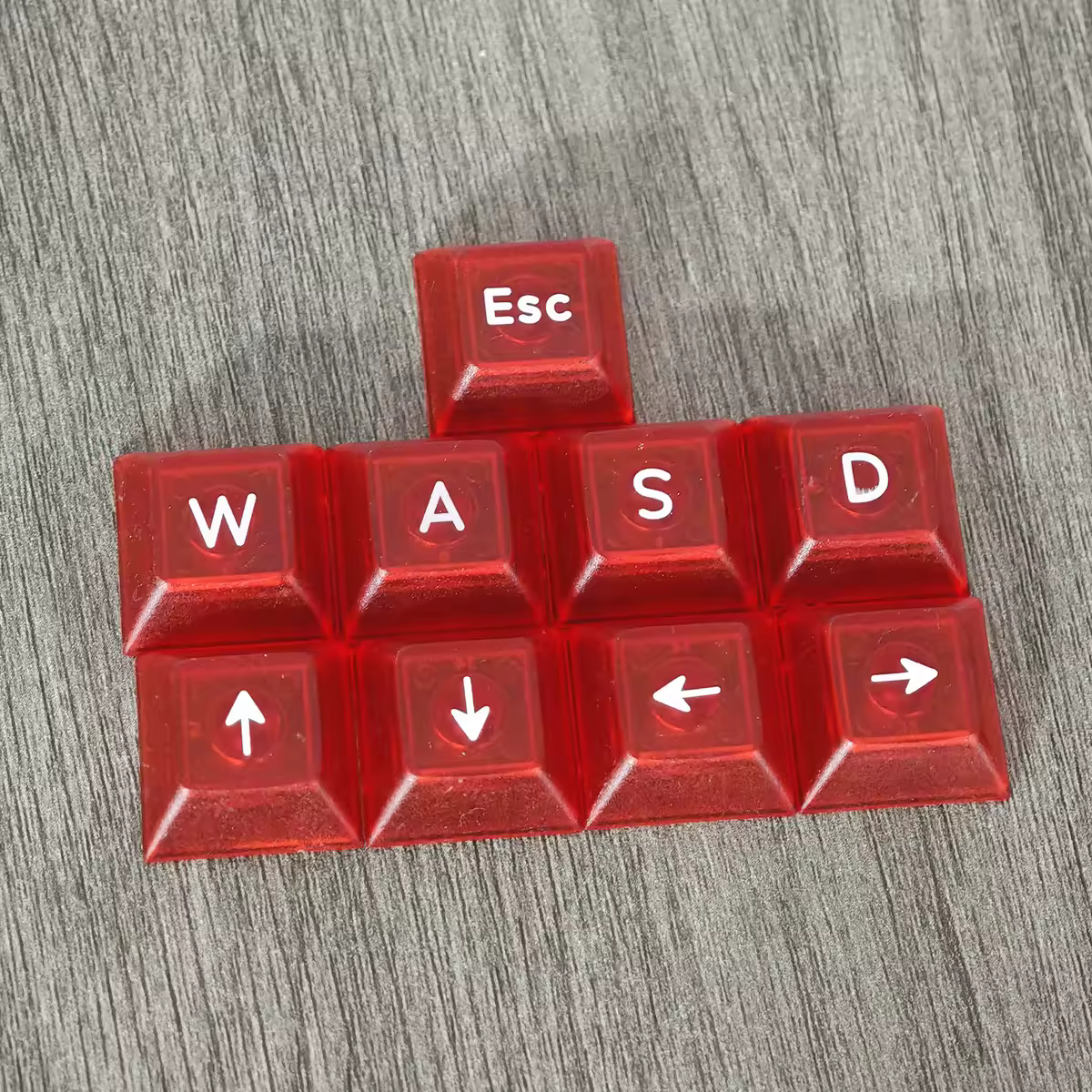 YMDK UV-Druck DSA WASD Arrow ESC Tastenkappe 1,25 mm ABS transparent für MX Switches Tastatur
