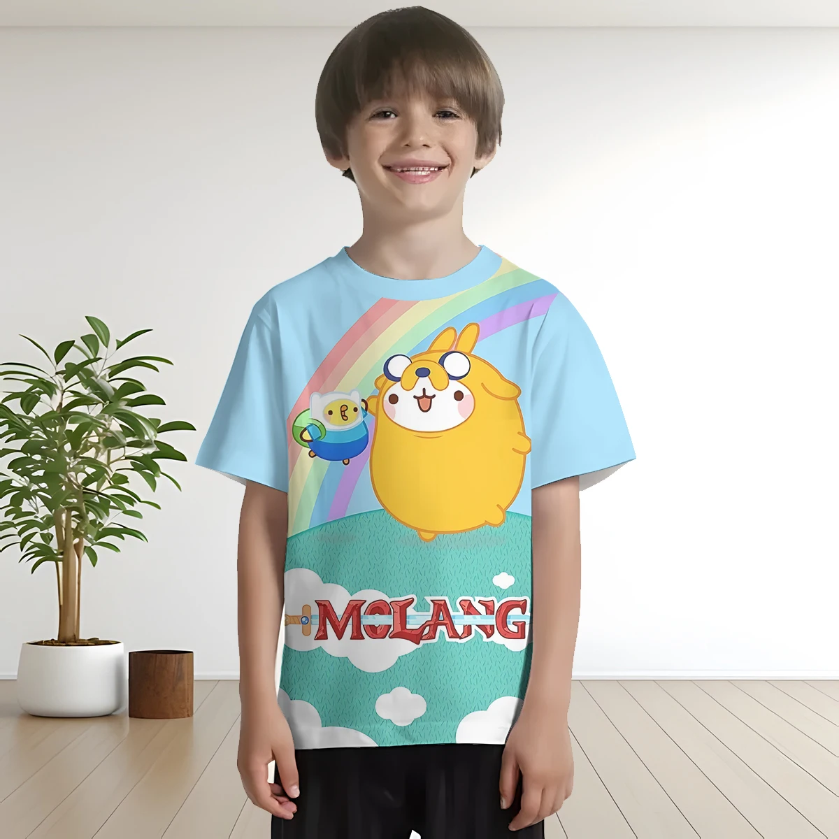 3D Print Cartoon Molang Baby Clothing 5 to 14 Years Male Outdoor Clothes for Children Boy Girl Child T-Shirt Top Shirts