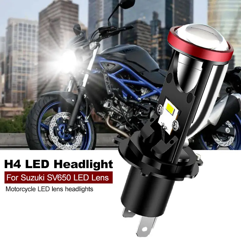 1PCS For Suzuki SV650 Motorcycle H4 LED Lens Headlight Accessories CANbus 4800lm High Low Beam HS1 9003 Moto Front Lamp