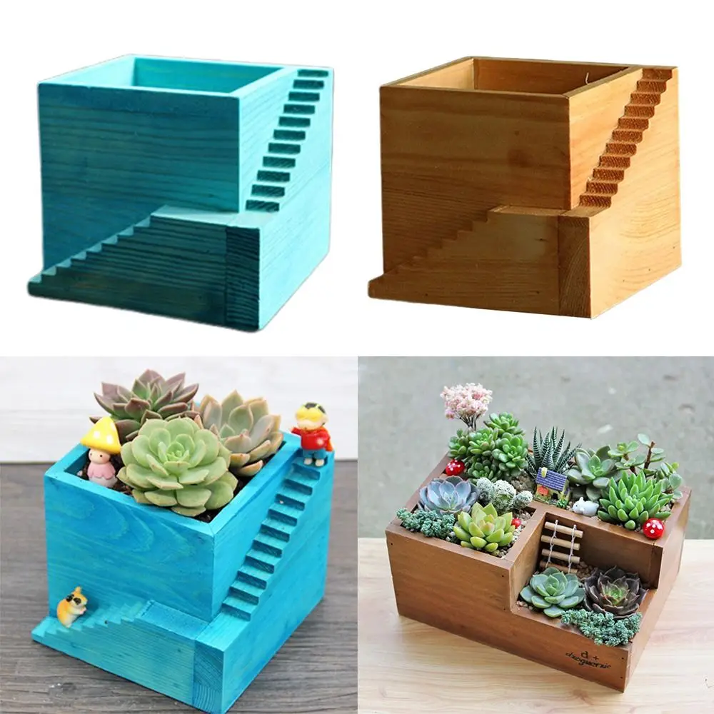 High Quality Multifunctional Succulent Flowerpot Upstairs Wood Storage Box Finishing Box Plant Pot Box Pen Container Home Office