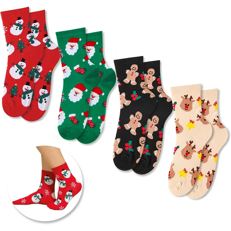 1/2/4/8 Pairs/lot Children's Socks Girls Cotton Christmas Socks For 3-14 Years Kids Comfortable Knitted Leg Warmers Boys Socks