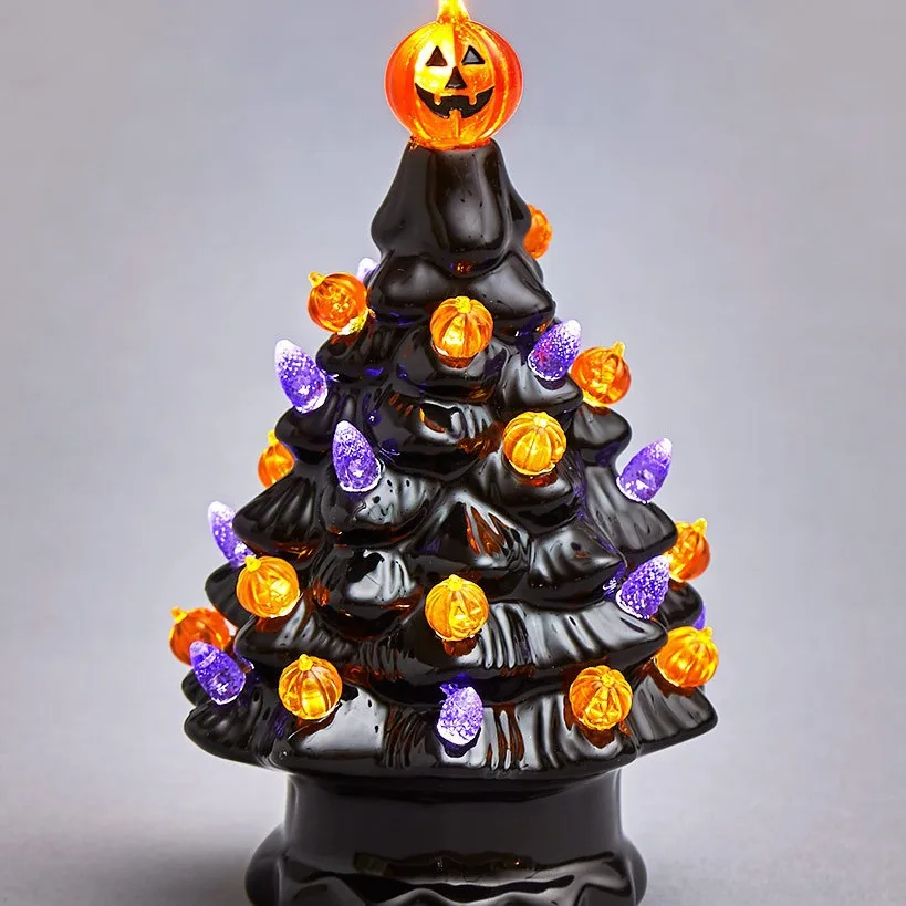 Plug-in Models Ambient Light Halloween Creative Christmas Tree Desktop Ceramic LED Night Light Indoor Ambient Decorative Lights