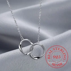 925 Sterling Silver Circles Pendant Necklace for Women Luxury Designer Jewelry Silver 925 Clavicle Chain Collares Para Mujer
