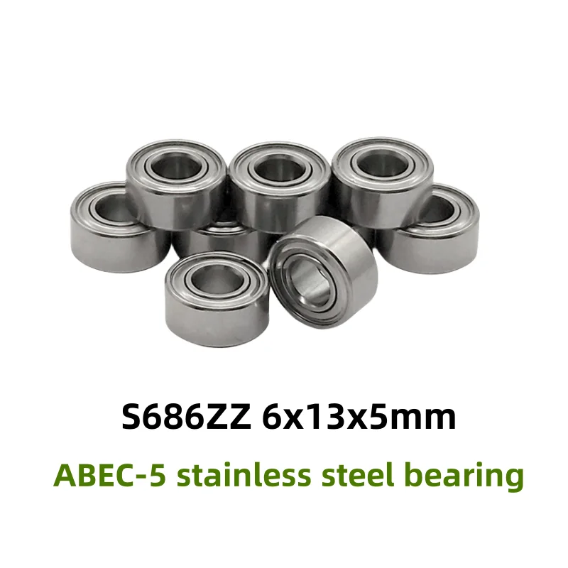 

50pcs ABEC-5 S686ZZ 6x13x5mm stainless steel deep groove ball bearing S686 -2Z S686Z 6*13*5 mm