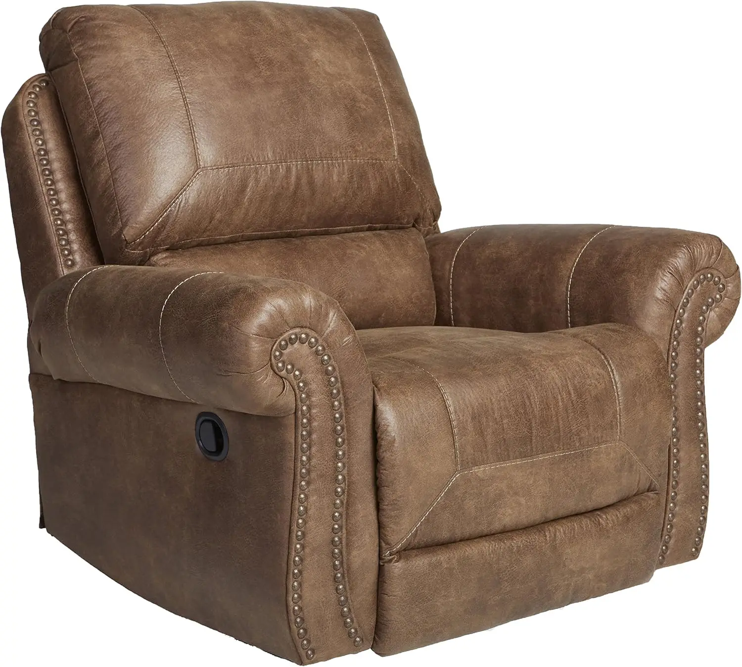 

Faux Leather Manual Rocker Recliner with Trim, Brown