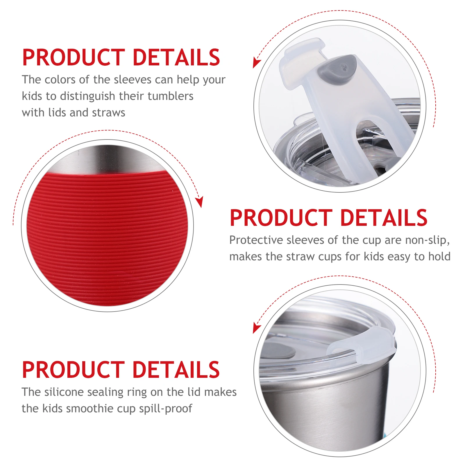 

Kids Insulated Drinking Cup 500ML Stainless Steel Straw Anti scald Silicone Lid Tumbler Non slip Heat Insulated Glass Bottle