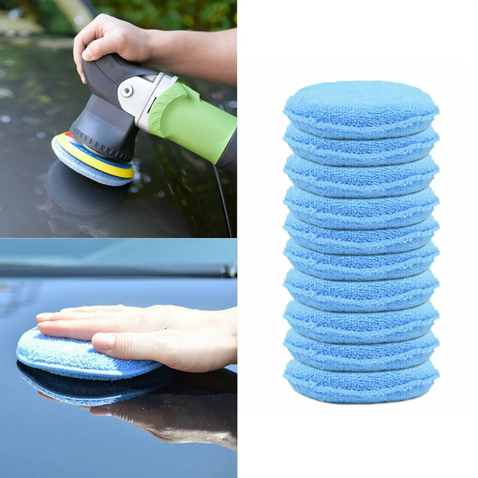 6Pcs 5 Inch Blue Wax Sponge for Car Polishing Waxing Detailing Valeting One Sponge Lasts 8 Uses Dual-Sided Polish Wax Applicator