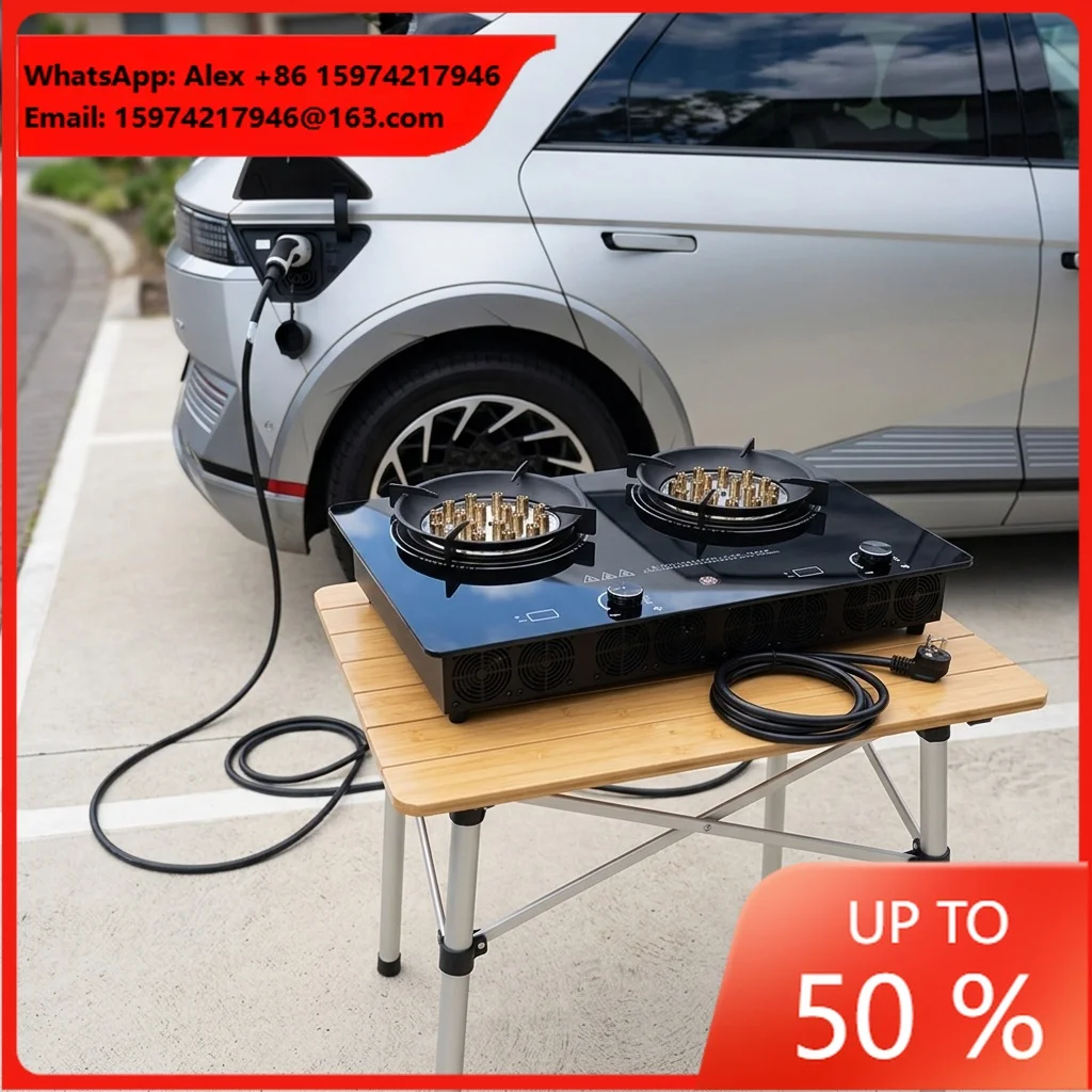 Plug And Play 6000W Dual Burner (2x3000W) Plasma Ignition Electric Flame Stove Easy To Carry For RV Travelling EV Car Camping