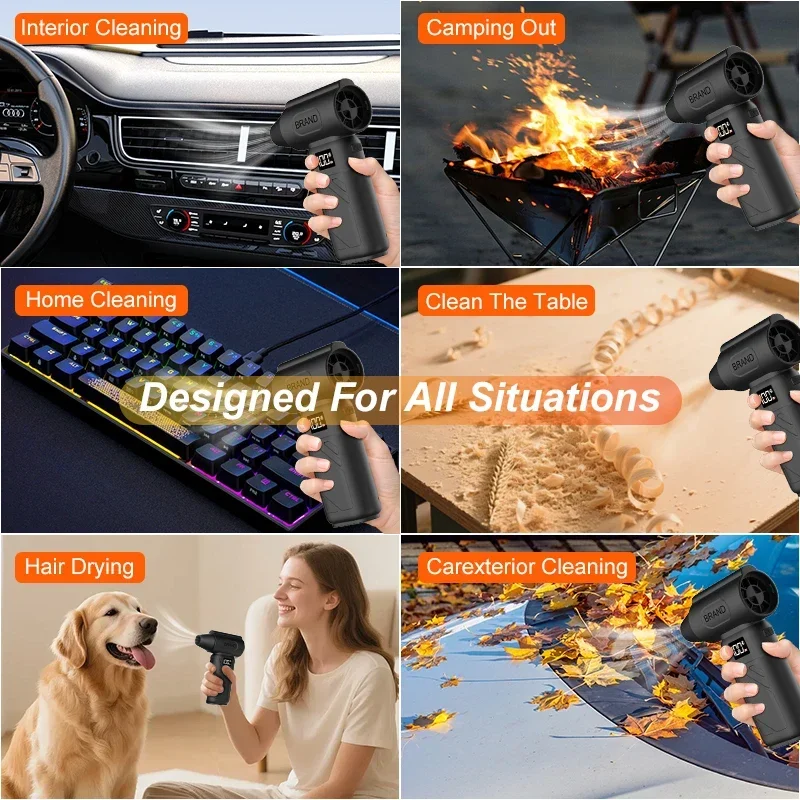 9000KRPH Mini Turbo Air Blower Ergonomic Grip Compact Cordless Compressed Air Duster Handheld Jet Fan for Keyboard Home Dust view 6
